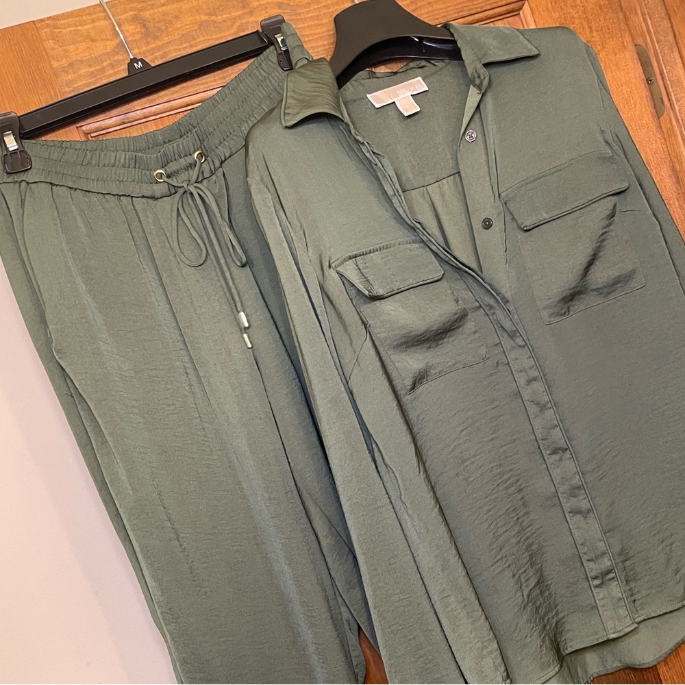 MICHAEL Michael Kors Olive Green Track Pants & Shirt Set